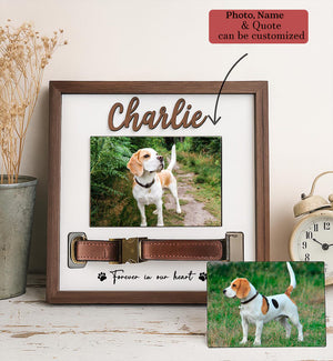 Personalized Pet Memory Frame, Dog Collar Shadow Box, Custom Pet Photo Gift, Pet Loss Sympathy Gift, Forever Loved Dog Memorial