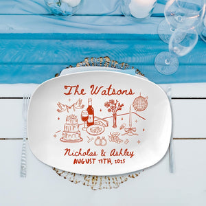 Custom Wedding Platter, Wedding Gift for Newlyweds, New Home Gift, Whimsical Wedding Platter Gift, Unique Keepsake for Bride and Groom