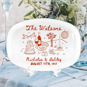Custom Wedding Platter, Wedding Gift for Newlyweds, New Home Gift, Whimsical Wedding Platter Gift, Unique Keepsake for Bride and Groom