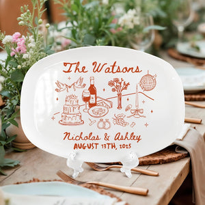 Custom Wedding Platter, Wedding Gift for Newlyweds, New Home Gift, Whimsical Wedding Platter Gift, Unique Keepsake for Bride and Groom