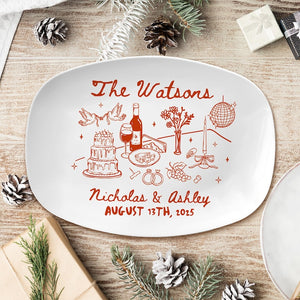 Custom Wedding Platter, Wedding Gift for Newlyweds, New Home Gift, Whimsical Wedding Platter Gift, Unique Keepsake for Bride and Groom
