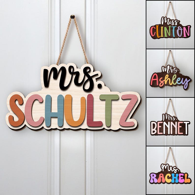 Personalized Back To School Teacher Name Door Sign, Custom Teacher Door Hanger, Welcome Teacher Name Sign, New Teacher Classroom Decor Gift