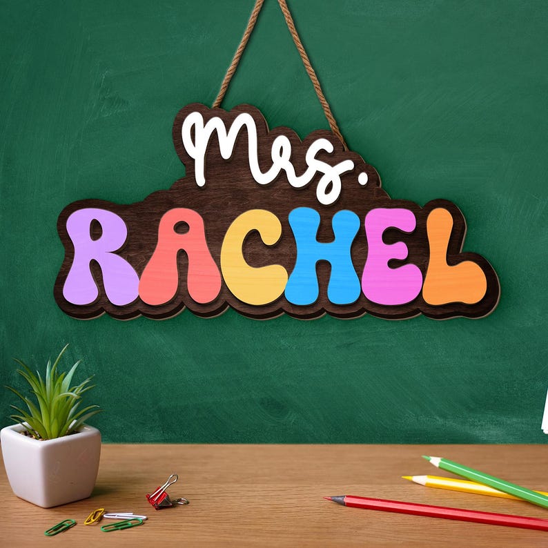 Personalized Back To School Teacher Name Door Sign, Custom Teacher Door Hanger, Welcome Teacher Name Sign, New Teacher Classroom Decor Gift