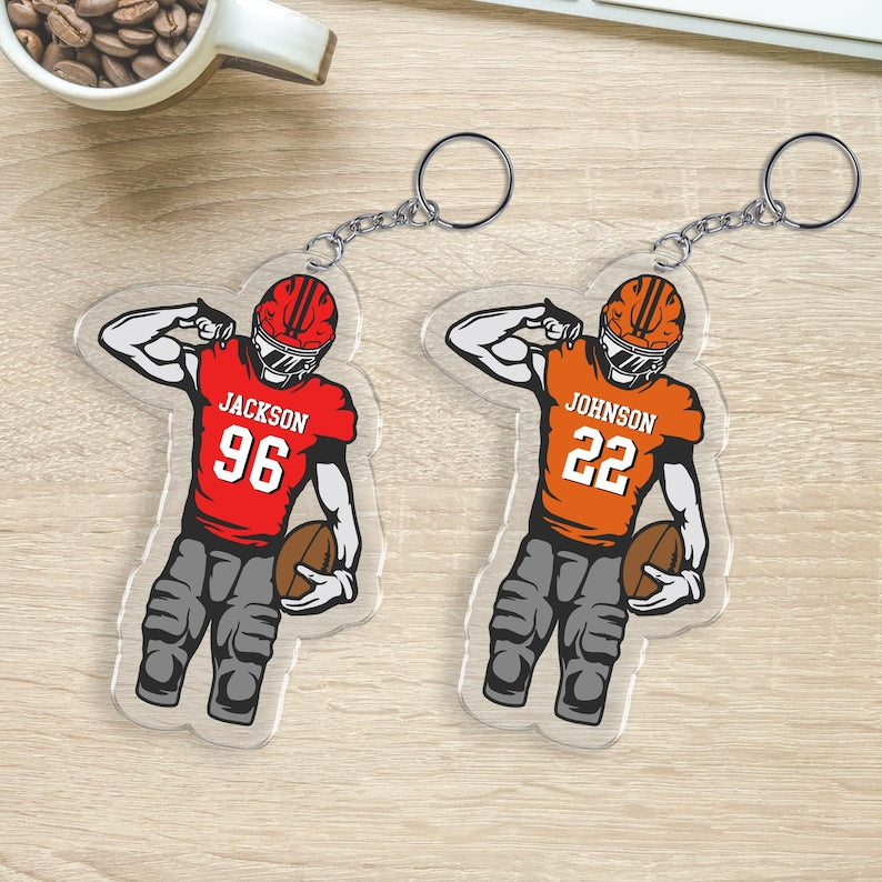 Personalized Football Bag Tag, Custom Name Keychain, Sports Tag for Kids, Back to School or End of Season Gift for Players or Teams