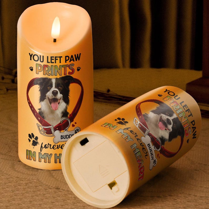 Custom Pet Memorial Candle Light, Personalized Photo & Name, Sympathy Gift for Pet Loss, Memorial Keepsake for Cherished Pets