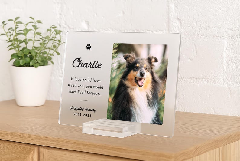 Custom Pet Memorial Plaque: Personalized Photo Acrylic Dog or Cat Sympathy Gift