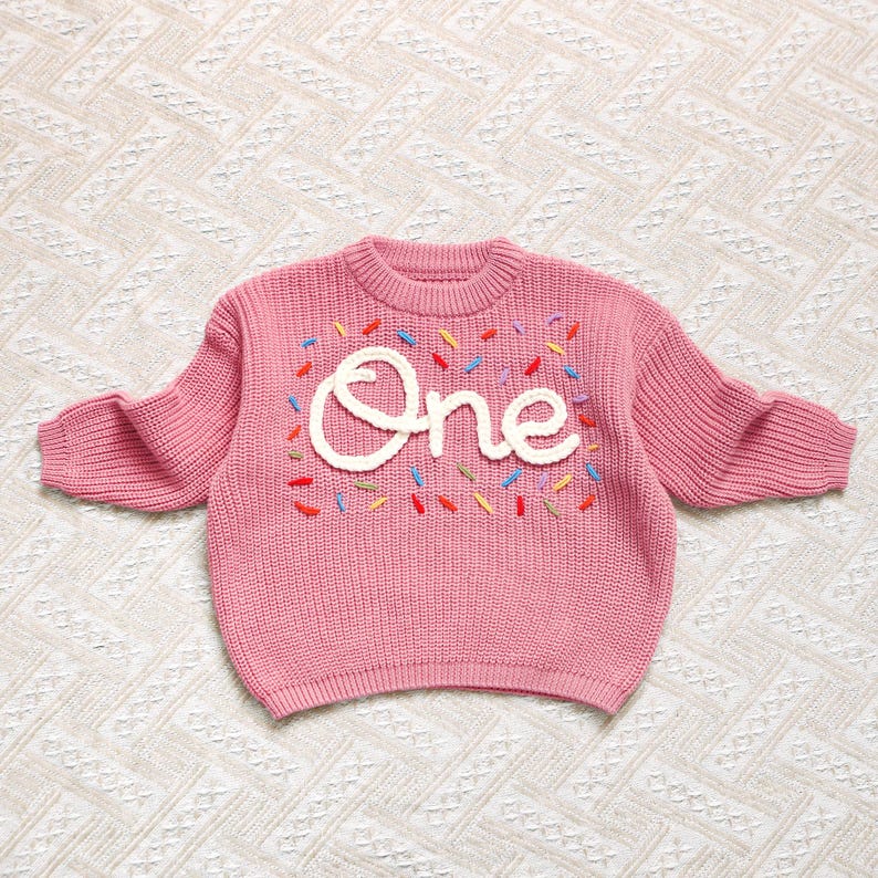 Personalized First Birthday Baby Sweater,Handmade One baby Sweater,Fall/Winter Baby Outfit,Custom Baby 1st Birthday, Custom Boy/Girl Outfit