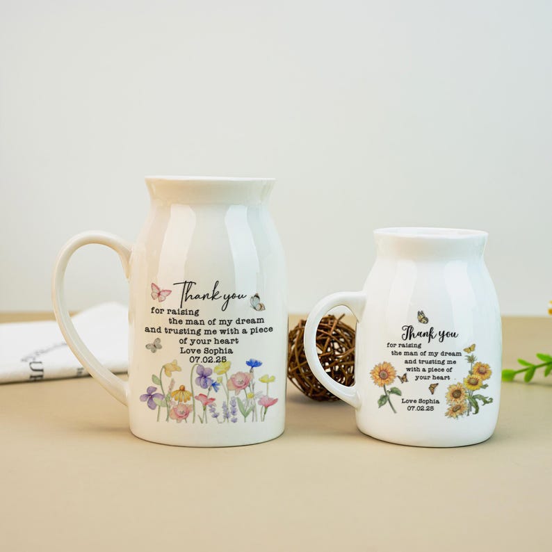 Personalised Mother of the Groom Flower Vase, Custom Flower Vase for Mother of the Groom,Wedding Gifts,Mom of the Groom Gift,Gift from Bride