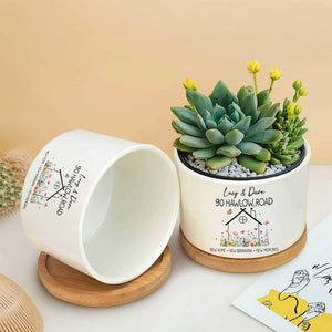 Personalized New Home Plant Pot, Custom Housewarming Gift, New Home Gift For Couples, Happy Engagement Gifts, New Homeowner Gifts