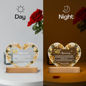 Personalized 50th Anniversary LED Night Light, Golden Wedding Gift Anniversary Gift For Couple