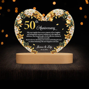 Personalized 50th Anniversary LED Night Light, Golden Wedding Gift Anniversary Gift For Couple