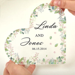 Custom Engagement Heart Plaque, Personalized Couple Acrylic Plaque, Anniversary Acrylic Heart Plaque, Engagement Keepsake Gift, Gift for Couple