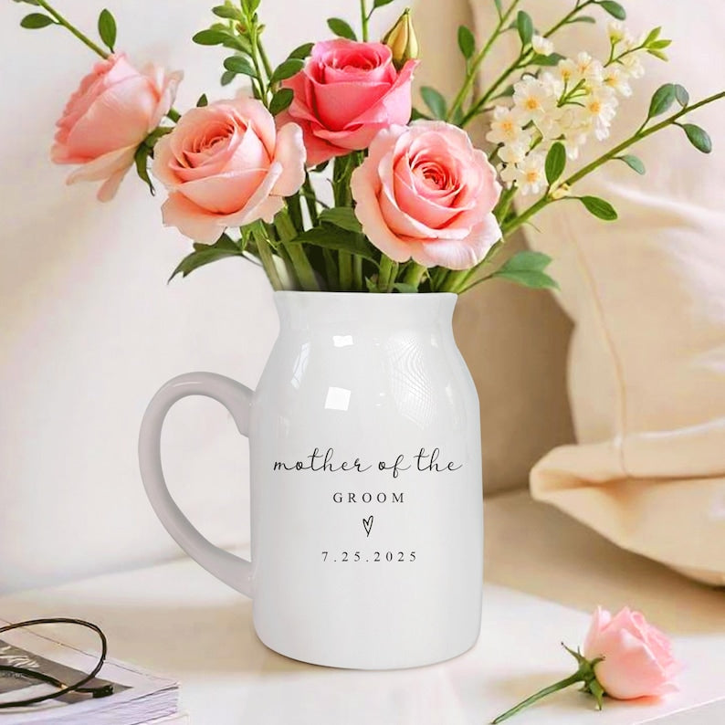 Personalized Wedding Gift For Mother Of The Bride & Groom,Mother's Day Gift For Mom,Mother of the Groom Flower Vase,Mother of the Bride Gift