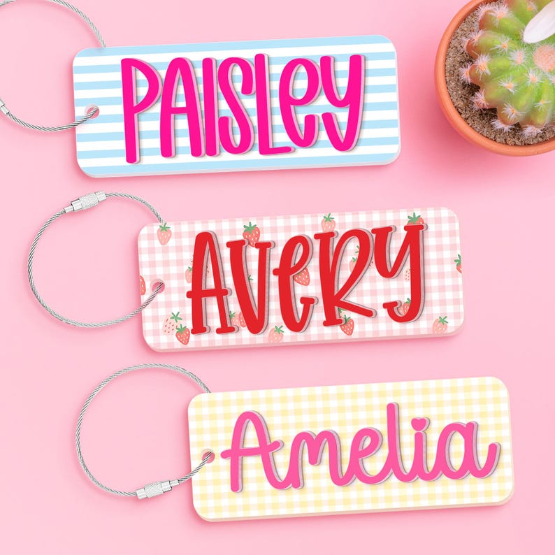 Personalized Back To School Kids Girl Gift, Custom Acrylic Name Tag, Backpack Name Tag, Diaper Bag, Custom Name Keychains, Lunchbox Name Tag