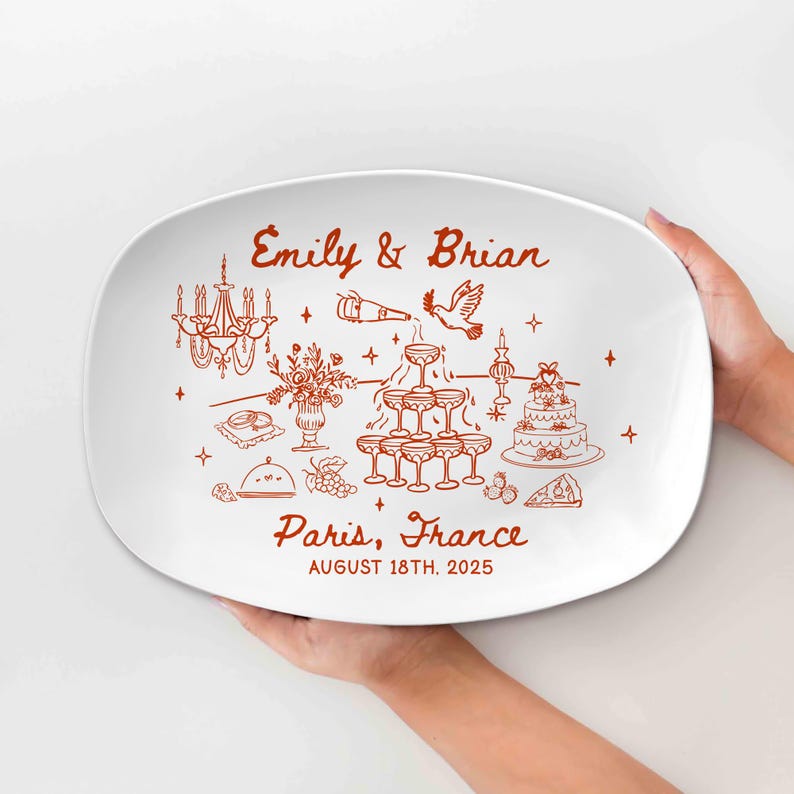 Custom Wedding Gift for Couple, Wedding Platter Gift, Custom Bridal Gift Platter With Names, Unique Wedding Decor Plate, Wedding Keepsake