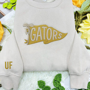 Embroidered Coquette Pennant Sweatshirt with Team Name, Girly Mascot shirt, School Spirit Shirt, Matching Team Tee,Personalized School Team