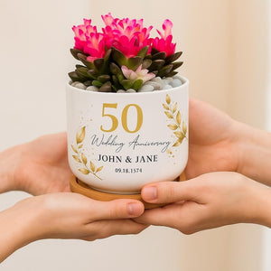 Personalized 50th Anniversary Garden Plant Pot, Custom Anniversary Gift, Wedding Anniversary Keepsake, 50th Anniversary Gift for Couple