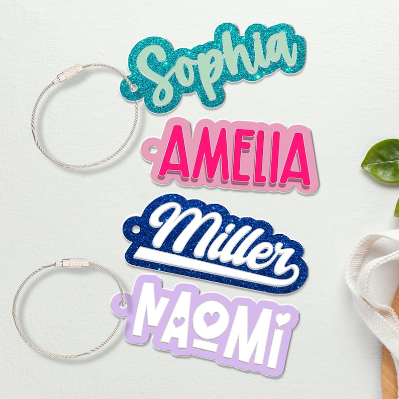 Backpack Name Tag Bag Tags, Acrylic Name Keychain, Personalized Gift for Kids Boys, Custom Bag Tag, Back to School Gift, Name Tag for Kids