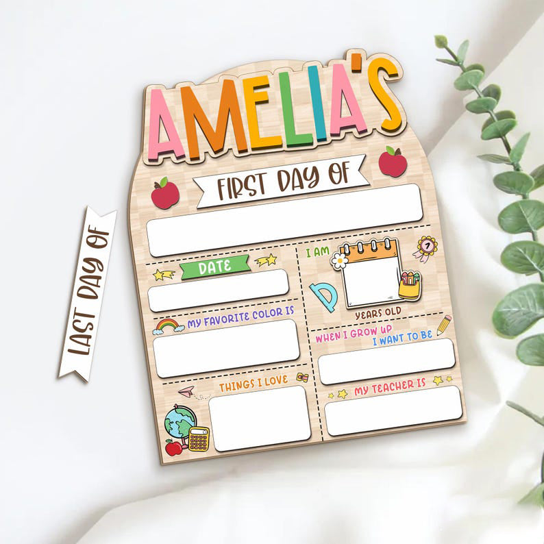 First And Last Day School Sign, Back To School Sign, Kindergarten 1st Day Of School Board, Wooden School Sign, Custom Sign Gifts For Kid