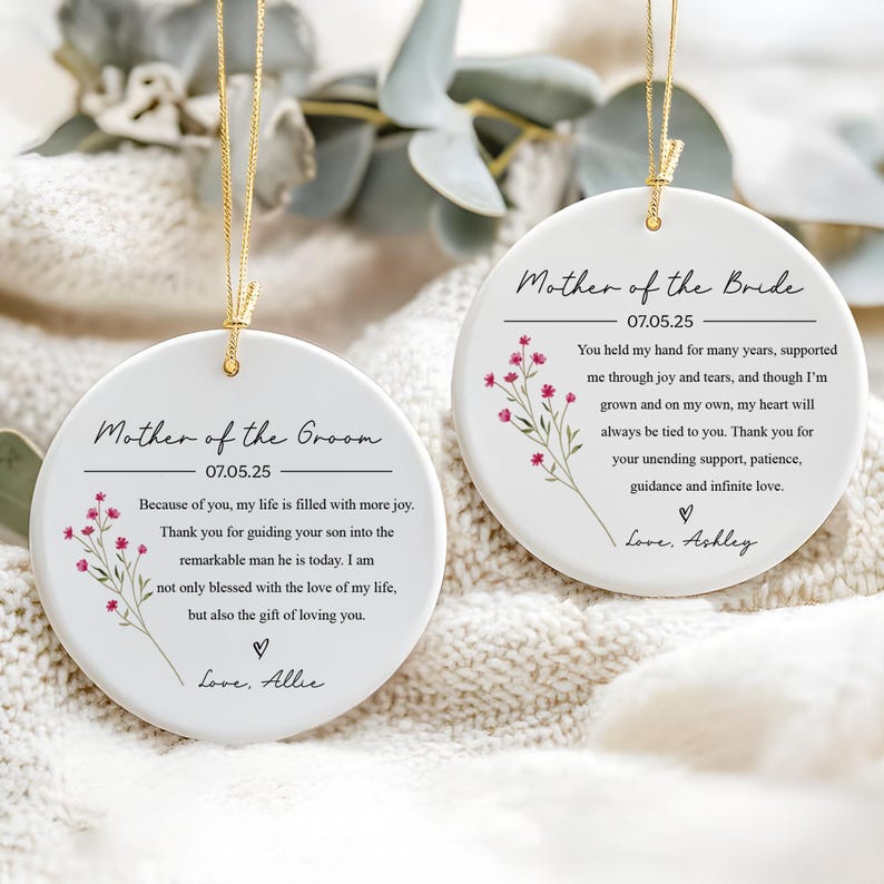 Custom Wedding Ornament Personalised Mother of Groom Bride Gift Gift From Daughter To My Mother On My Wedding Day Wedding Bridal Party Gifts