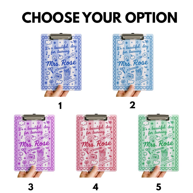 Personalized Teacher Clipboard Custom Name Gift for Women Blue School Supplies Cute Striped Classroom Design Customized for Learning Decor