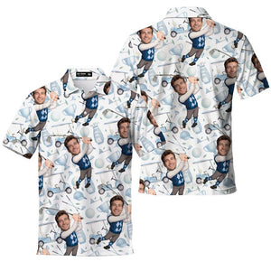 Custom With Your Face Golf Pattern Polo Shirts For Men Golf Polos Personalized Mens Shirts Button Up Shirt Gift For Him, Fathers Day Gift