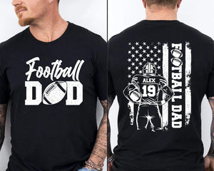 Football Dad Shirt, Custom Name and Number Football Shirt, Custom Football Dad Shirt, Football Dad T-Shirt, Football Lover Gift For Dad
