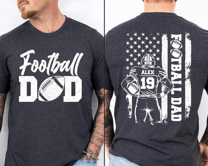 Football Dad Shirt, Custom Name and Number Football Shirt, Custom Football Dad Shirt, Football Dad T-Shirt, Football Lover Gift For Dad