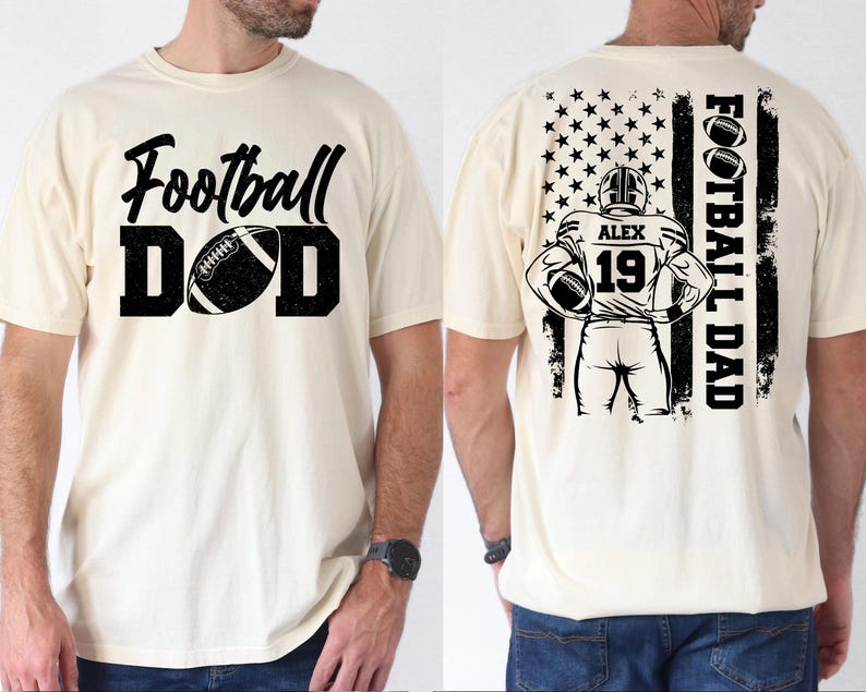 Football Dad Shirt, Custom Name and Number Football Shirt, Custom Football Dad Shirt, Football Dad T-Shirt, Football Lover Gift For Dad