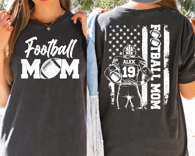 Football Mom Shirt, Custom Name and Number Football Shirt, Custom Football Mom Shirt, Football Mama Shirt, Football Lover Gift For Mom