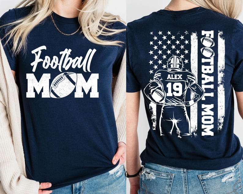 Football Mom Shirt, Custom Name and Number Football Shirt, Custom Football Mom Shirt, Football Mama Shirt, Football Lover Gift For Mom