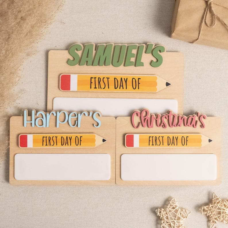 Custom First Day of School Sign, Birthday Gift for Kids, Reusable Milestone Board, Back to School Photo Prop