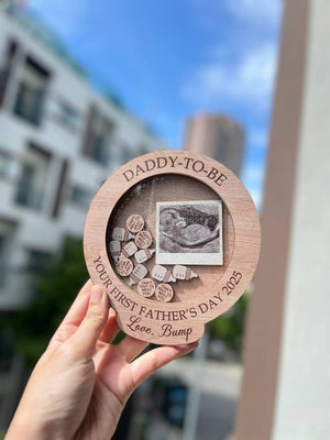 Daddy-to-Be Wooden Magnet First Father s Day Gift from Bump with Ultrasound Photo or Custom Message Keepsake