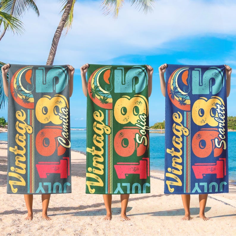 40th Birthday Retro Beach Towel, 40th Birthday Gifts 40th Birthday Party, 1985 Vintage Birthday Gift, Retro Style, 40th Birthday for Women