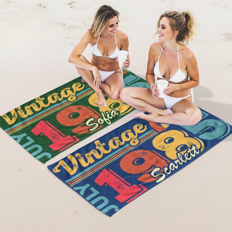 40th Birthday Retro Beach Towel, 40th Birthday Gifts 40th Birthday Party, 1985 Vintage Birthday Gift, Retro Style, 40th Birthday for Women