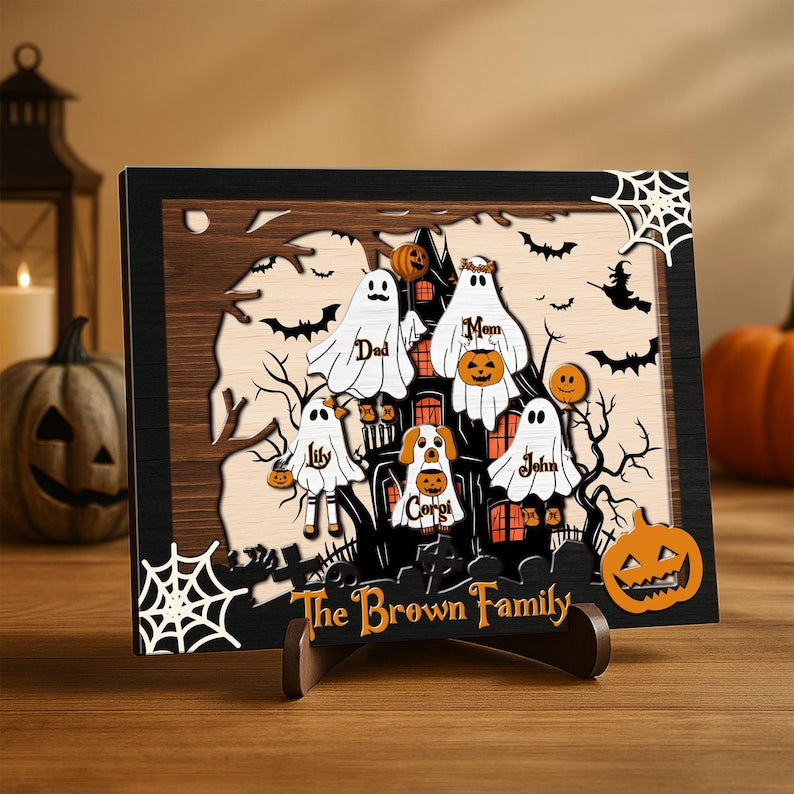 Personalized Halloween Ghost Family Wood Sign, Our Boo Crew, Halloween Family Sign, Cute Halloween Decor, Creepy Kooky Spooky Wall Decor