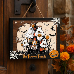 Personalized Halloween Ghost Family Wood Sign, Our Boo Crew, Halloween Family Sign, Cute Halloween Decor, Creepy Kooky Spooky Wall Decor