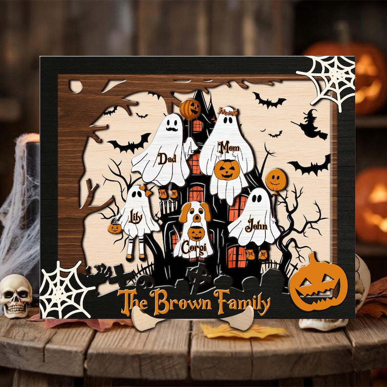 Personalized Halloween Ghost Family Wood Sign, Our Boo Crew, Halloween Family Sign, Cute Halloween Decor, Creepy Kooky Spooky Wall Decor