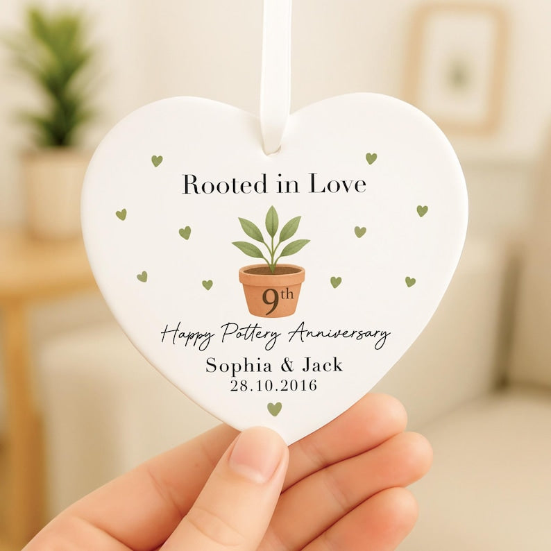 Personalised 9th Anniversary Gift, 9th Pottery Anniversary Gift, Ceramic Ornament, Marriage Anniversary Gift, Wedding Anniversary Gifts