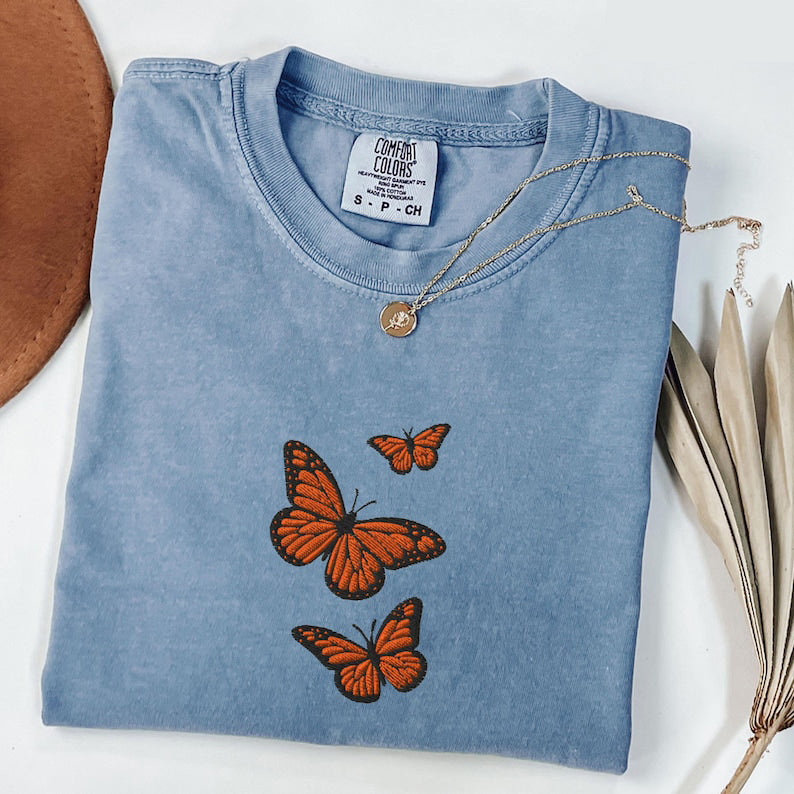 Butterfly Comfort Colors Tee, Embroidered Butterfly Shirt, Minimalist Shirt, Embroidered Tee, Embroidered Shirt, Custom Shirt, Retro Shirt il_794xN.6995776165_ac7d_5e9d8bb3-c71e-4c00-8ecb-152ec8a471d1.jpg