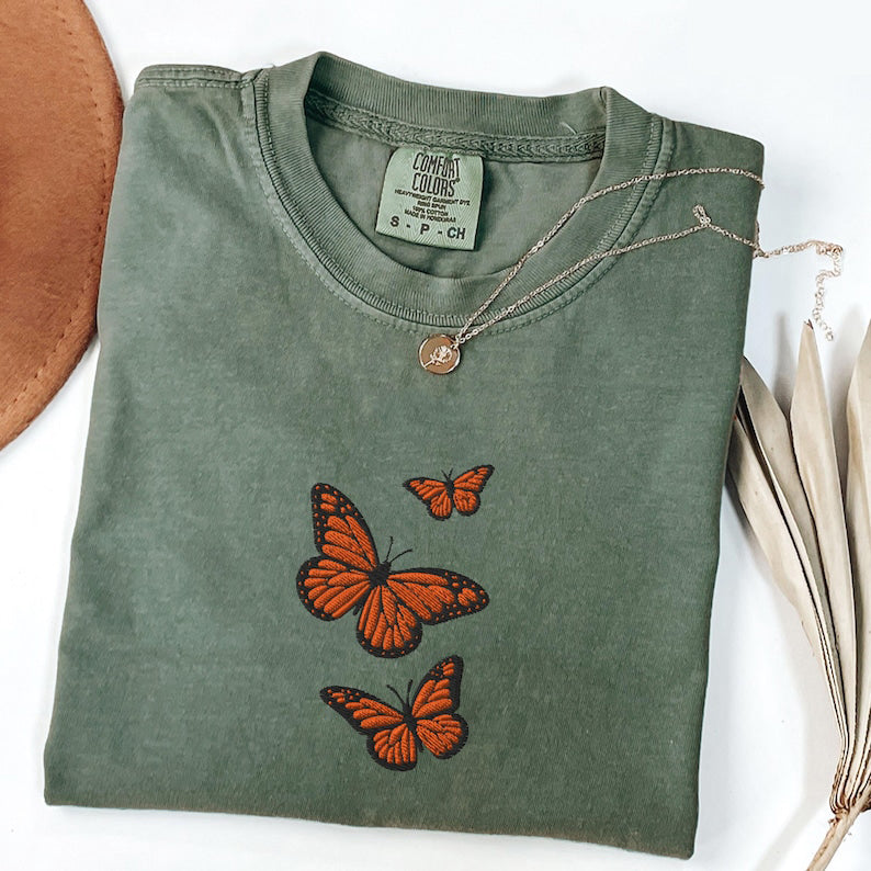 Butterfly Comfort Colors Tee, Embroidered Butterfly Shirt, Minimalist Shirt, Embroidered Tee, Embroidered Shirt, Custom Shirt, Retro Shirt il_794xN.6995780401_q7cd_41fcedee-731b-4033-a8ad-5ba9f44159f4.jpg