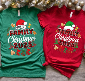 Custom Family Christmas 2025 T-Shirt: Funny Santa Tee