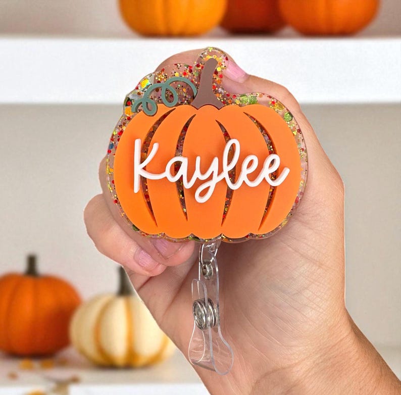 Fall Badge Reel | Pumpkin Badge Reel | Teacher Badge Reel | Nurse Badge Reel | Cute Fall Badge Reel Gift | Acrylic Badge Reel