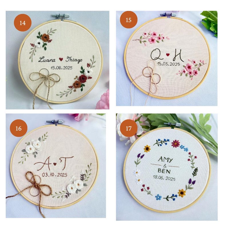 Custom Embroidered Wood Hoop, Name Banner, Hand Embroidered Hoop Art, Name Hoop Art, Anniversary Decor,Ring Holder,Wedding Decor,Baby Shower