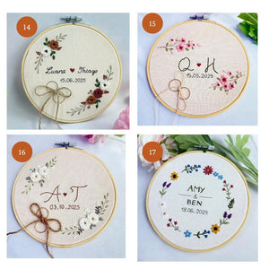 Custom Embroidered Wood Hoop, Name Banner, Hand Embroidered Hoop Art, Name Hoop Art, Anniversary Decor,Ring Holder,Wedding Decor,Baby Shower