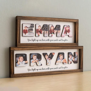 Wooden Name Picture Frame Personalized Baby Room Sign Custom Photo Frame