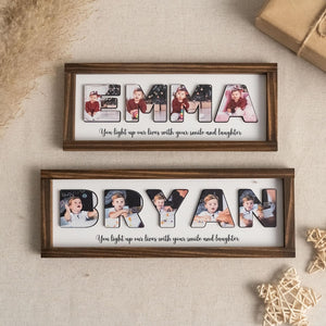 Wooden Name Picture Frame Personalized Baby Room Sign Custom Photo Frame