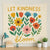 Let Kindness Bloom Tapestry - Back to School Classroom Decor, Colorful Floral Wall Art Positive Affirmation Poster, Teacher Classroom Banner