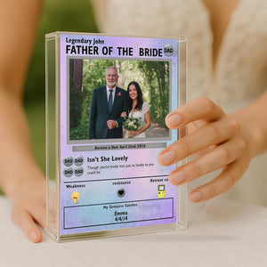 Custom Father of the Bride Acrylic Block, Wedding Gift from Daughter, Personalized Trading Card Style Dad Keepsake Display