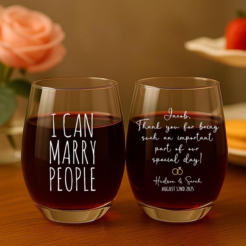 Personalized Wedding Gift for Officiant, I can Marry People Whiskey Glass, Wedding Officiant Gift, Officiant Wedding Gift For Men Women